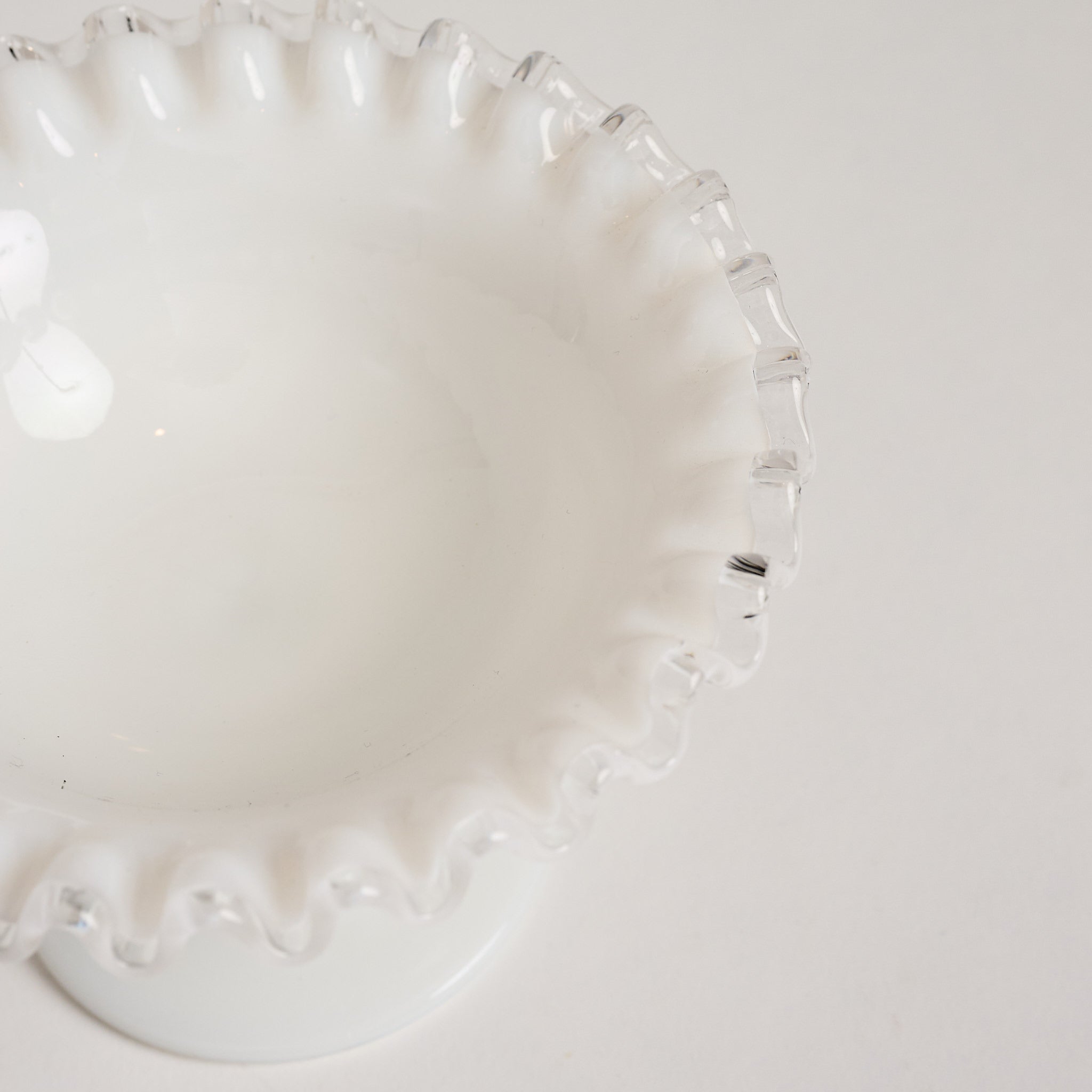 Vintage Milk Glass Compote on a white background at Addison West