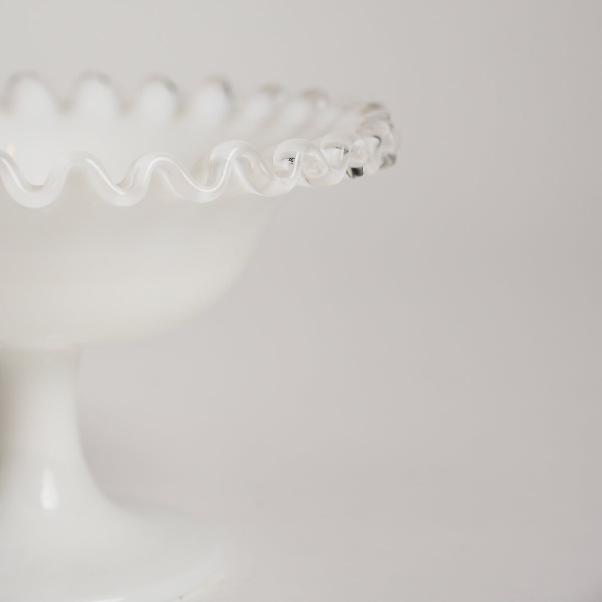 Vintage Milk Glass Compote on a white background at Addison West
