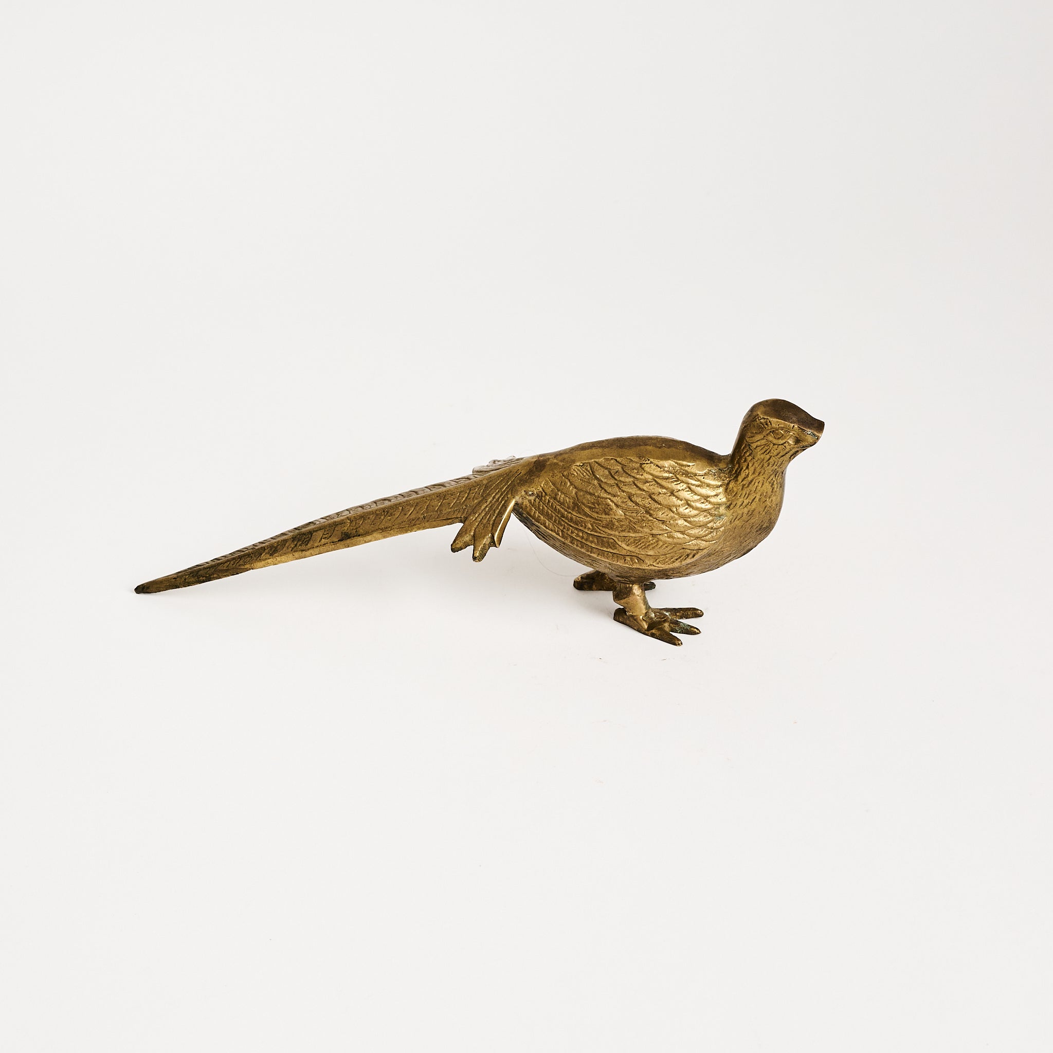 Vintage Brass Pheasant on a white background at Addison West