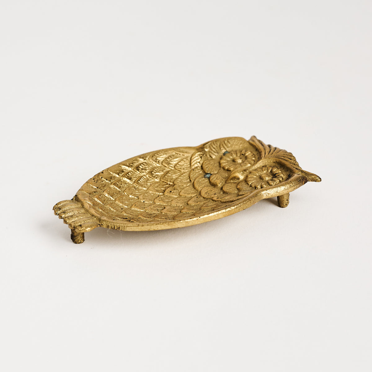 Vintage Brass Owl Dish on a white background at Addison West