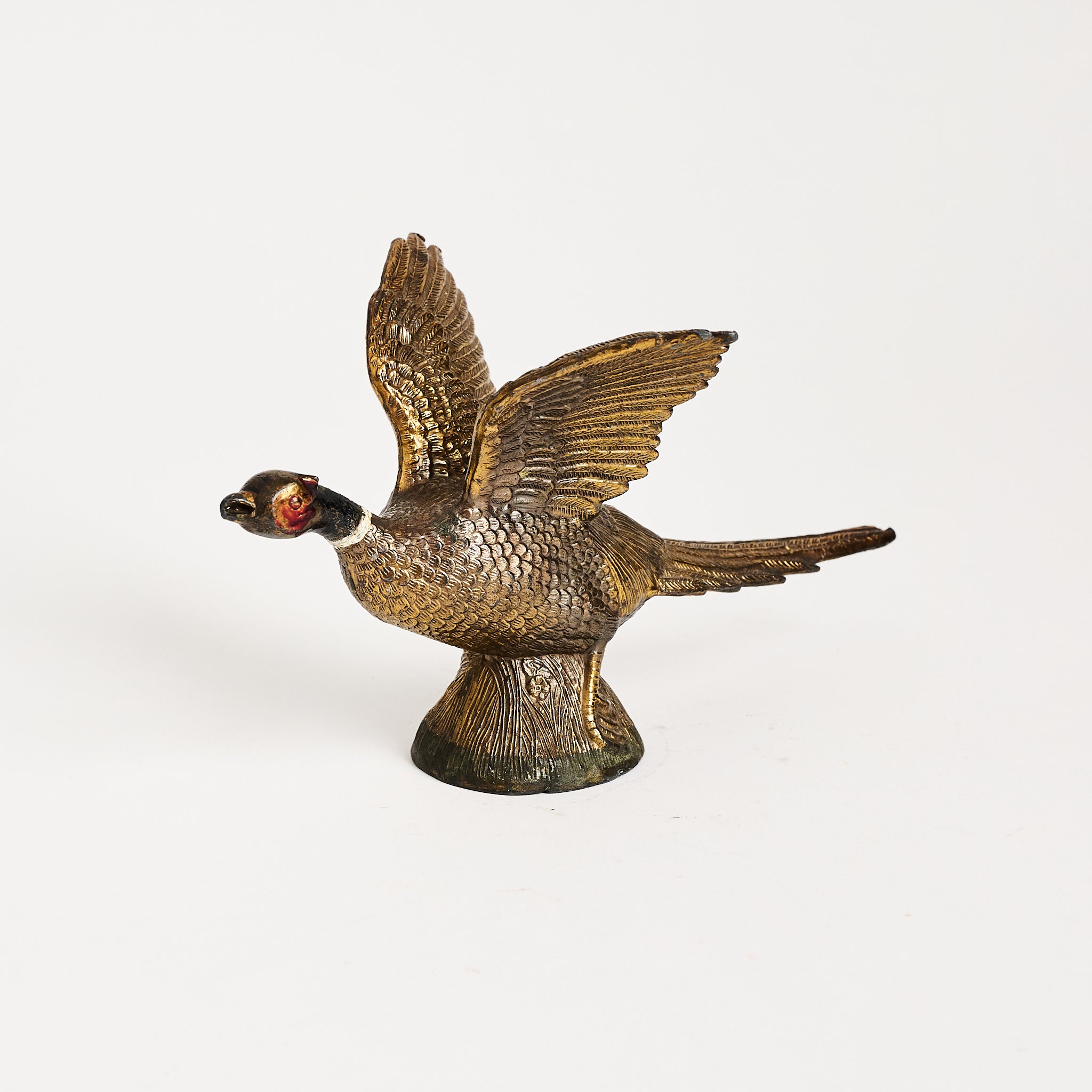 Vintage Brass Ring Necked Pheasant on a white background at Addison West
