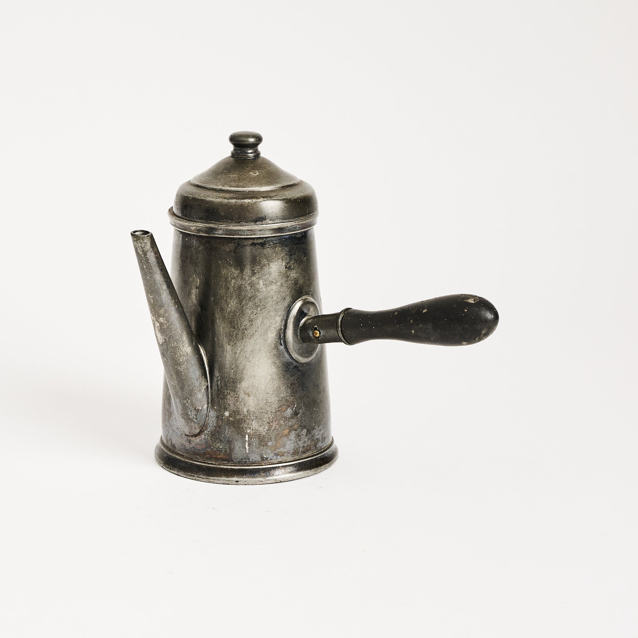 Vintage Pewter Chocolate Pot on a white background at Addison West
