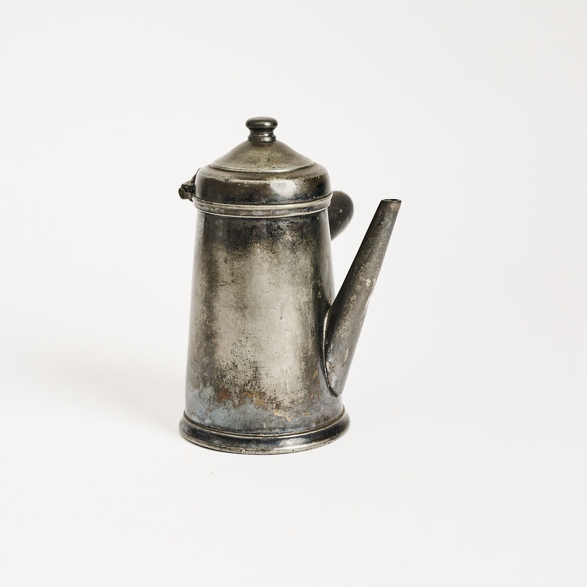 Vintage Pewter Chocolate Pot on a white background at Addison West