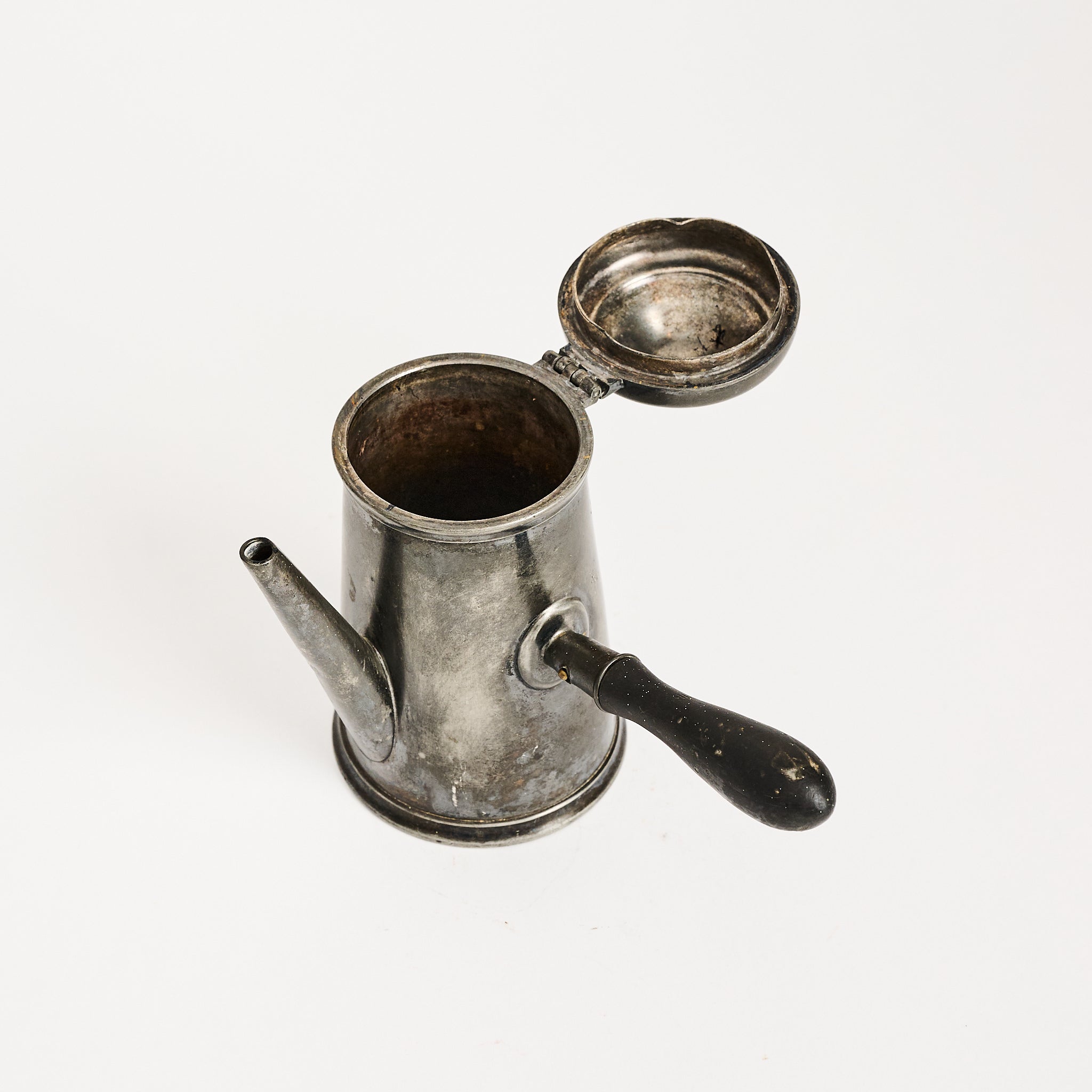 Vintage Pewter Chocolate Pot on a white background at Addison West