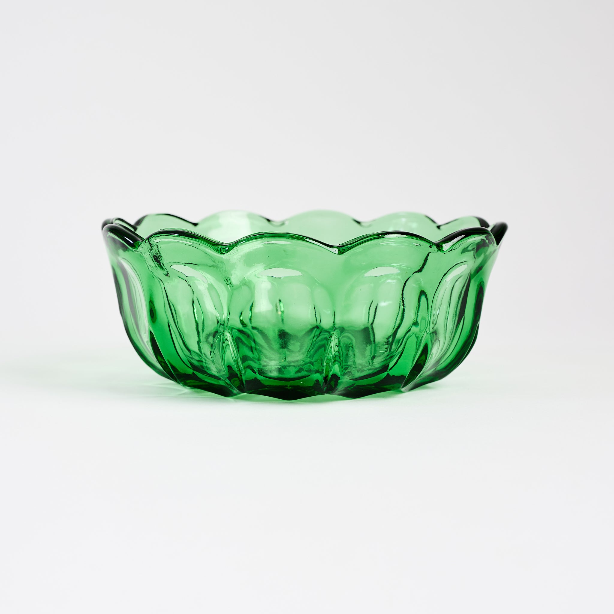 Vintage Low Green Bowl on a white background at Addison West