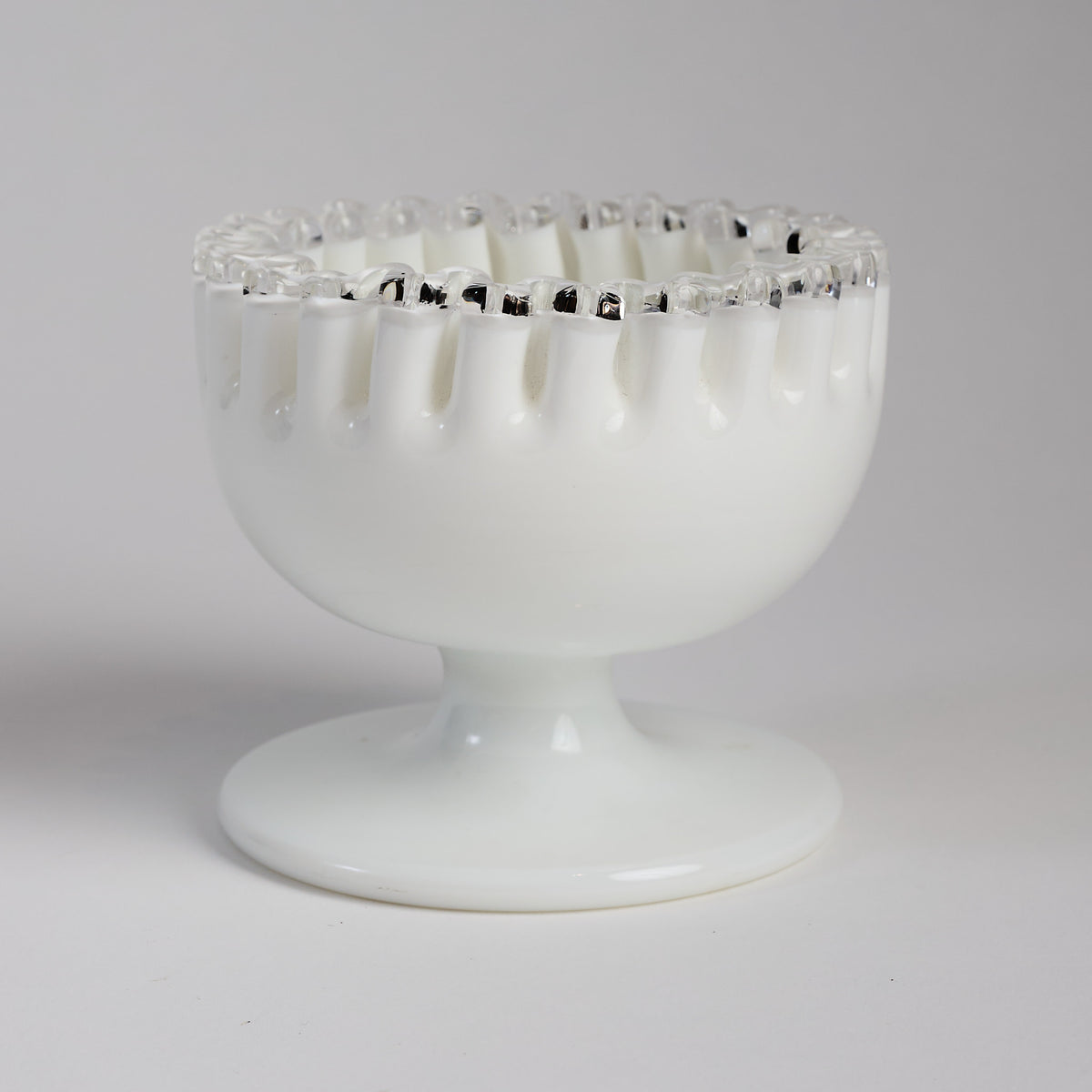 Vintage White Fenton Bowl on a white background at Addison West