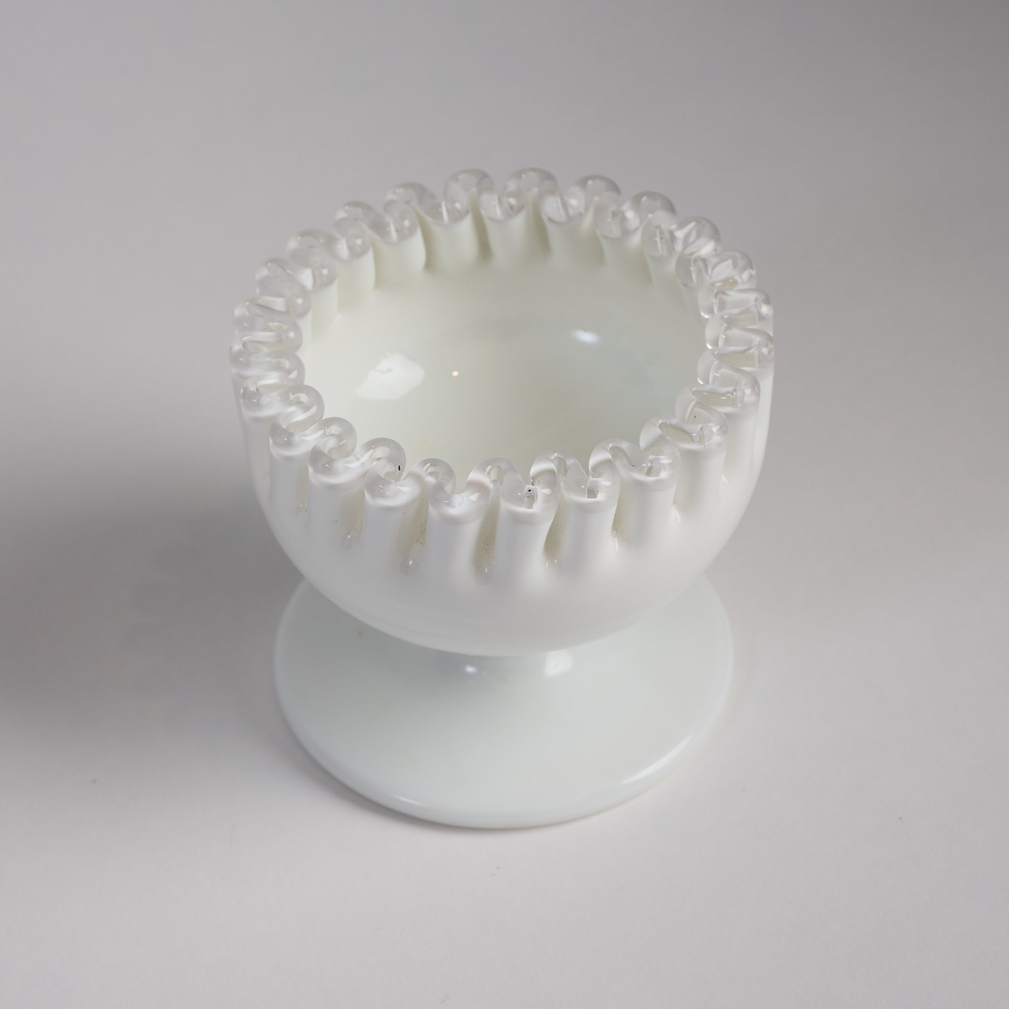 Vintage White Fenton Bowl on a white background at Addison West
