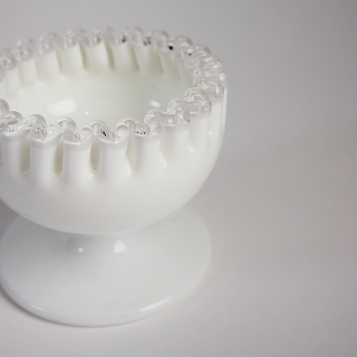 Vintage White Fenton Bowl on a white background at Addison West
