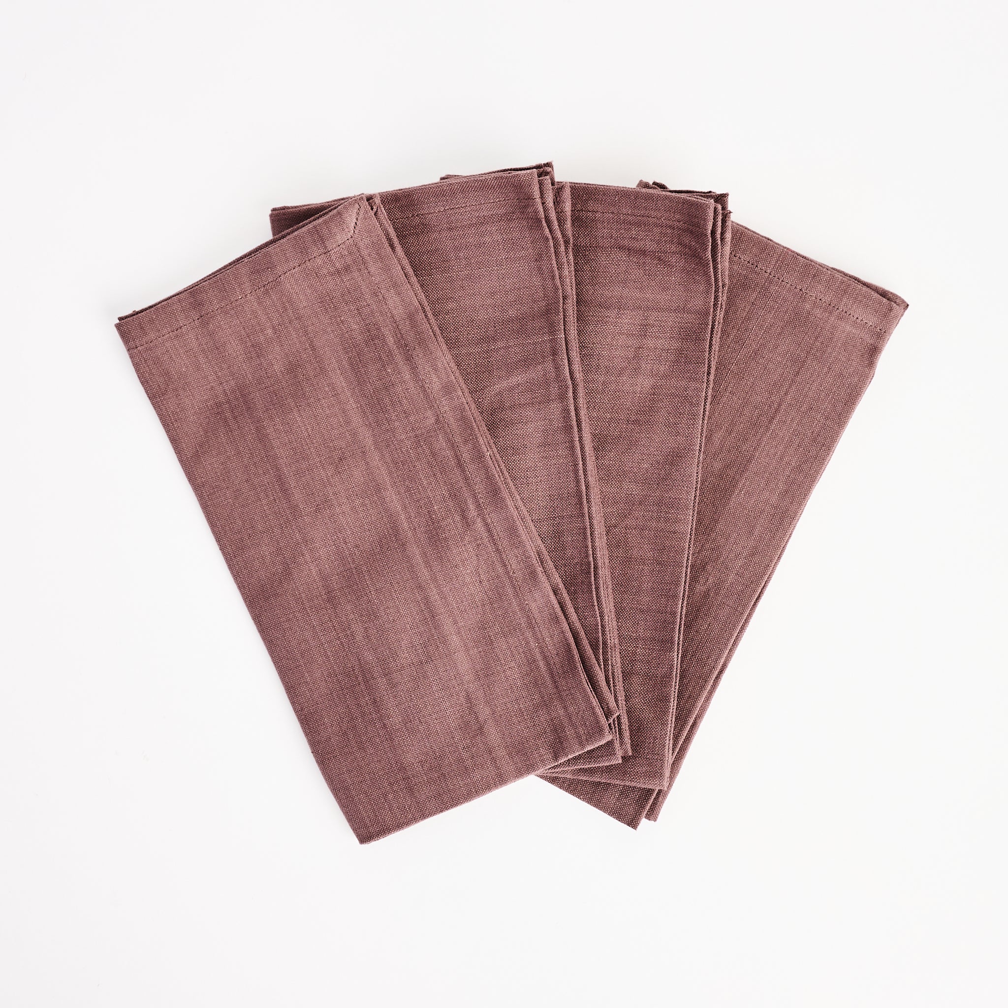 Aubergine Homespun Napkins, Set of 4 on a white background at Addison West