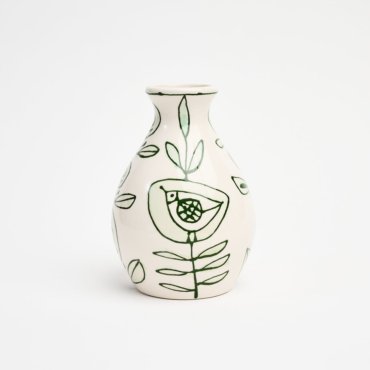 Stephanie Verdun Pear Vase in Dark Green on a white background at Addison West