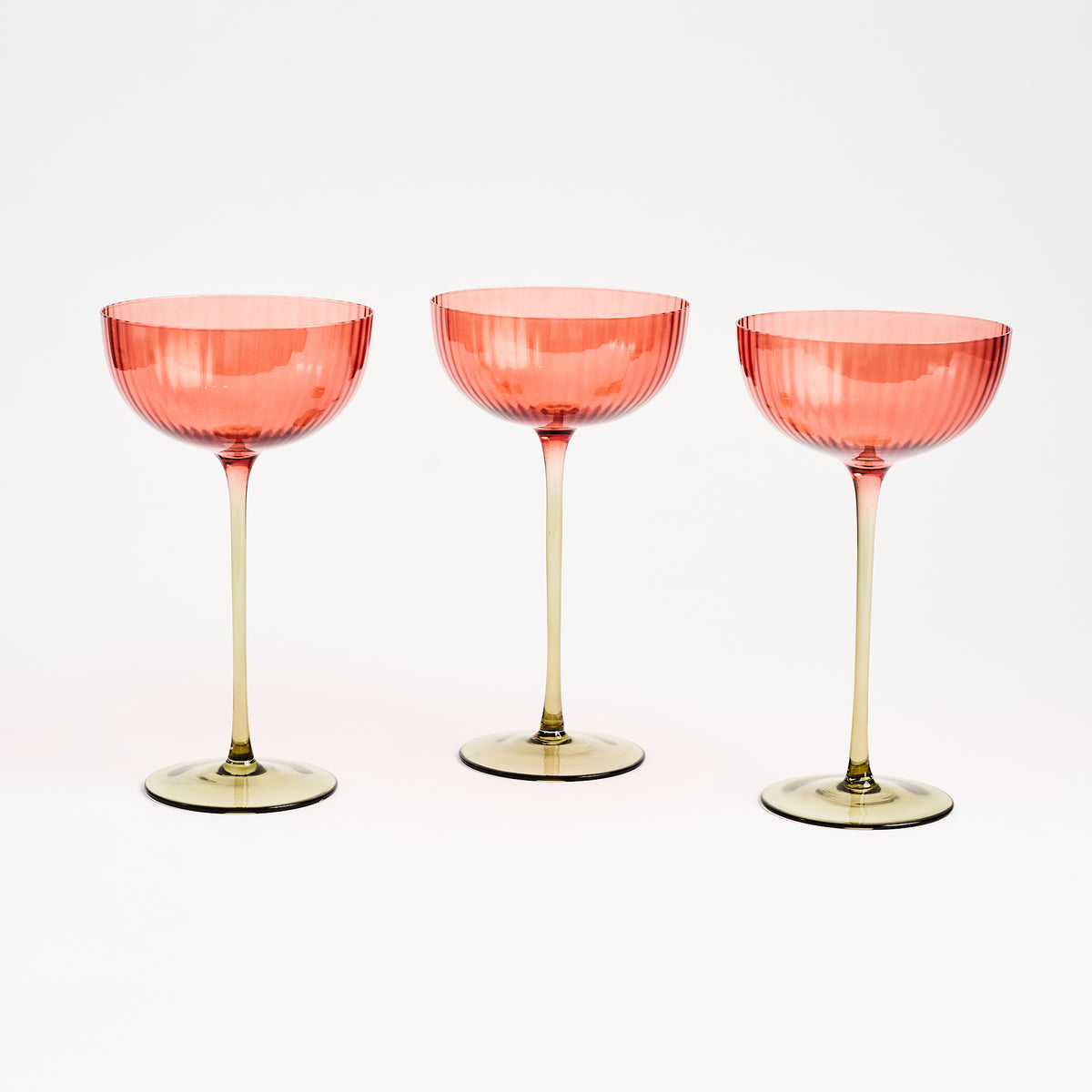 Ombre Ribbed Stemmed Coupe on a white background at Addison West