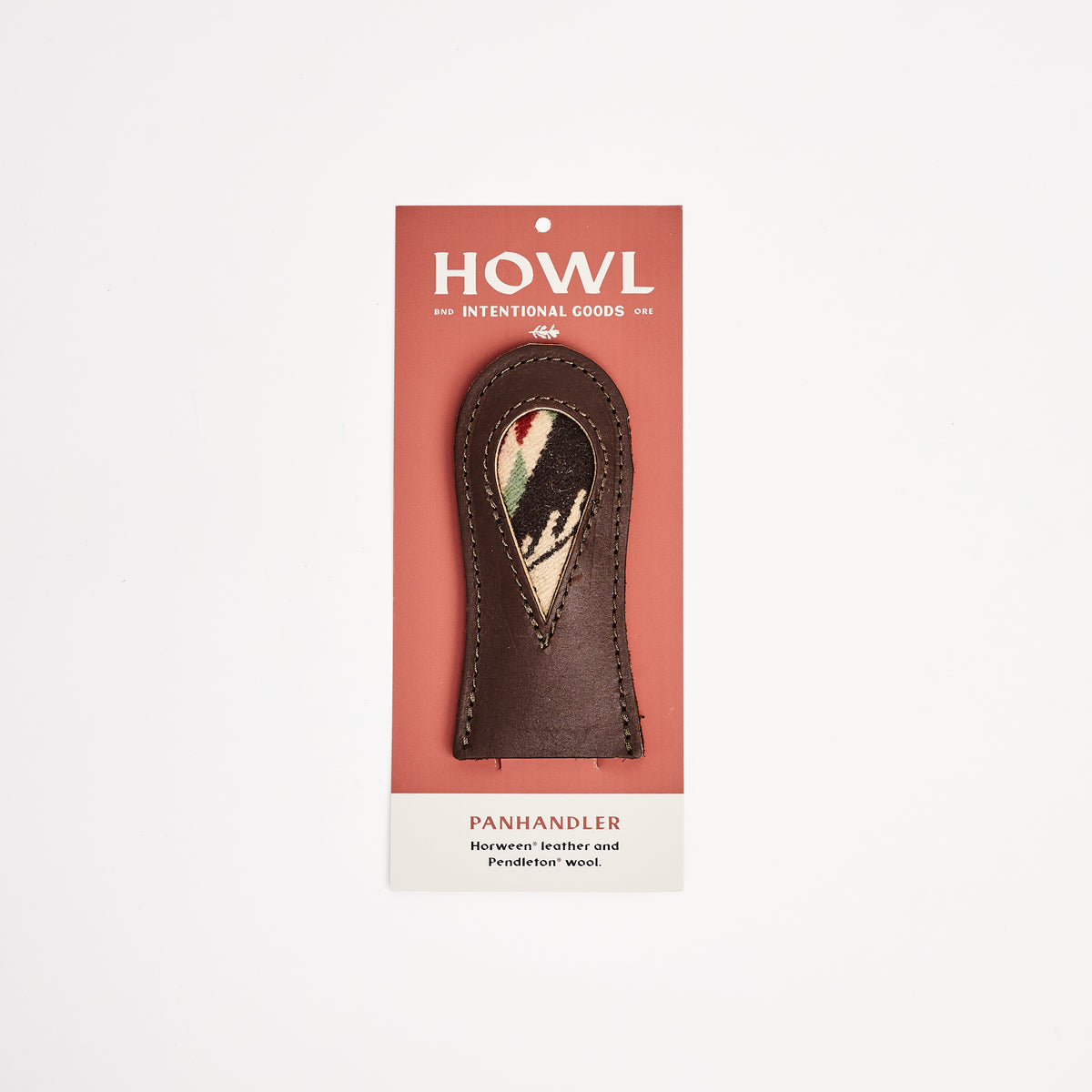 Leather And Pendleton® Wool Panhandler in Chestnut on a white background at Addison West