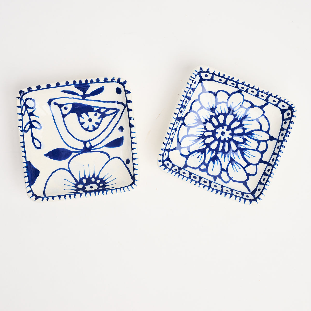 Stephanie Verdun Little Square Dish in Blue & French Blue on a white background at Addison West