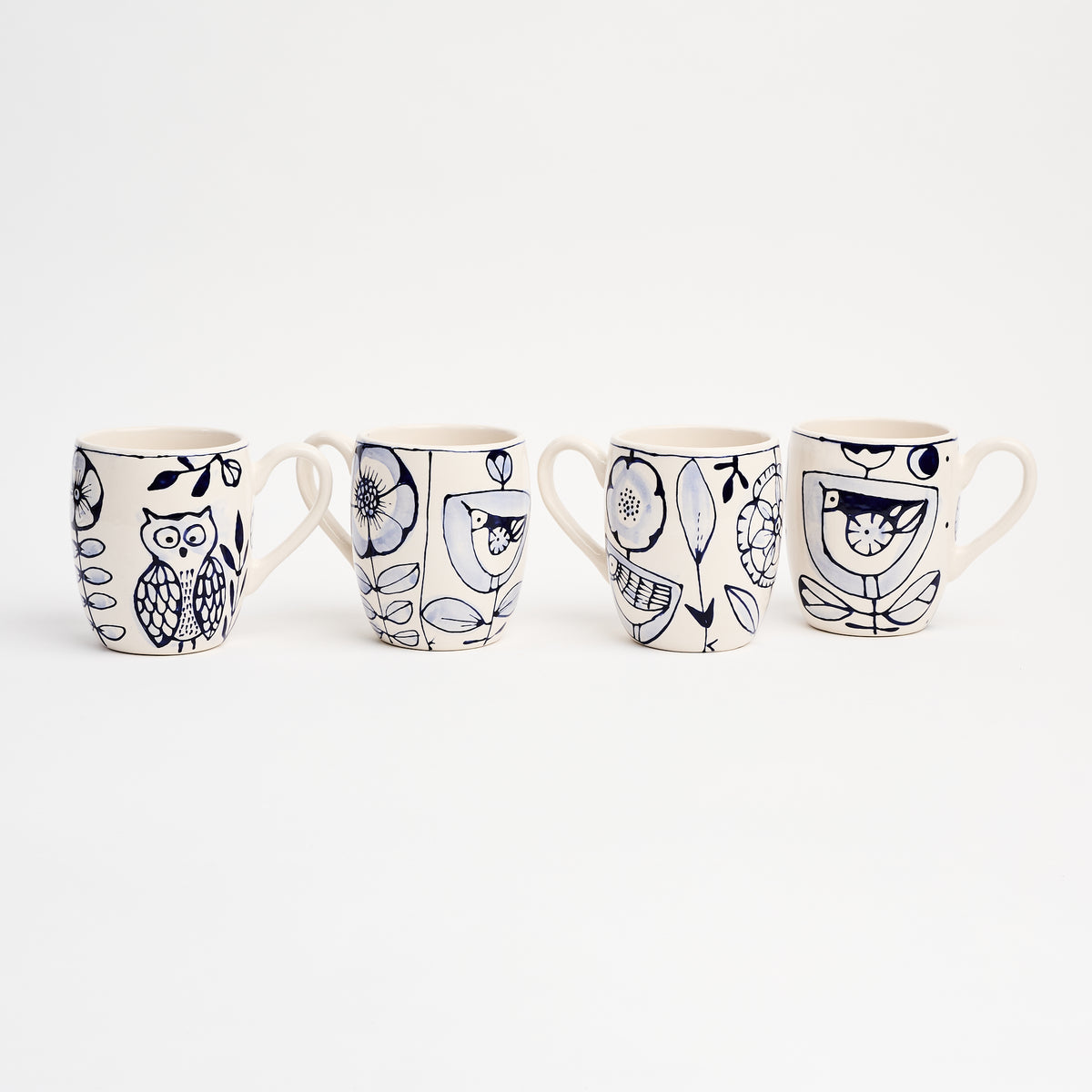 Stephanie Verdun Barrel Mug in Blue & French Blue on a white background at Addison West