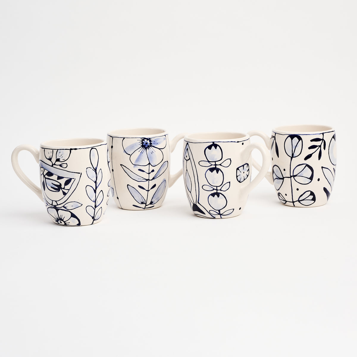 Stephanie Verdun Barrel Mug in Blue & French Blue on a white background at Addison West