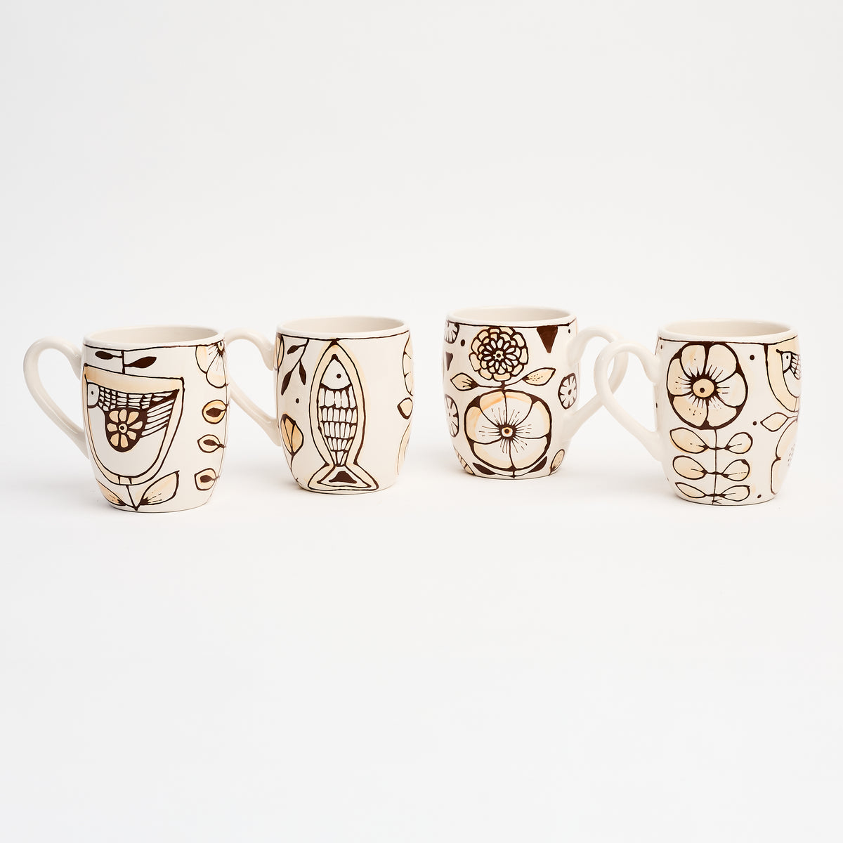 Stephanie Verdun Barrel Mug in Orange & Brown on a white background at Addison West