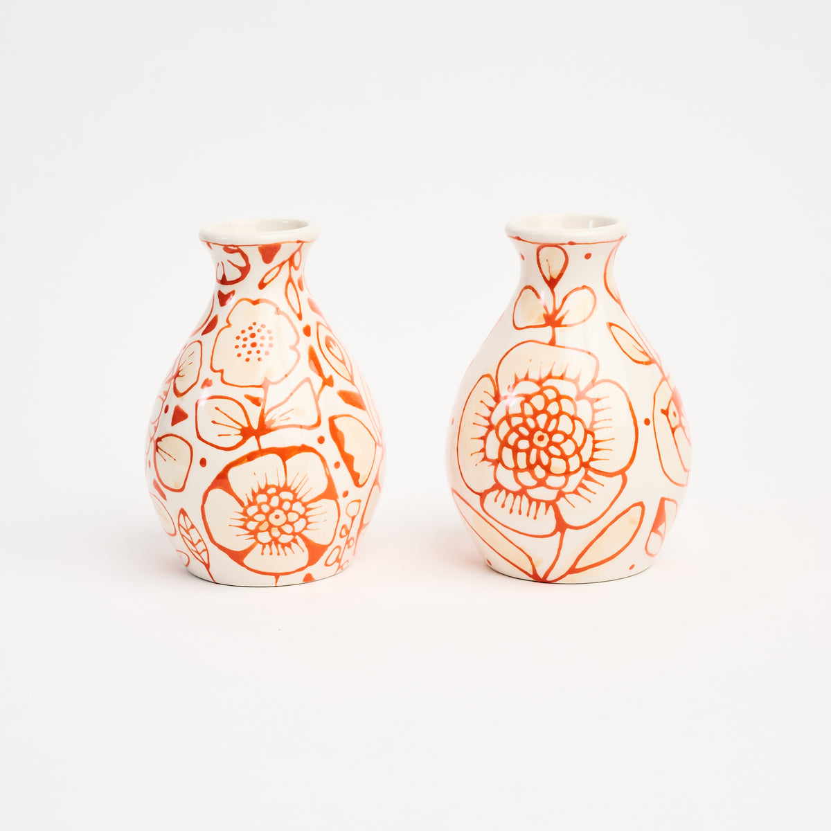 Stephanie Verdun Pear Vase in Orange on a white background at Addison West