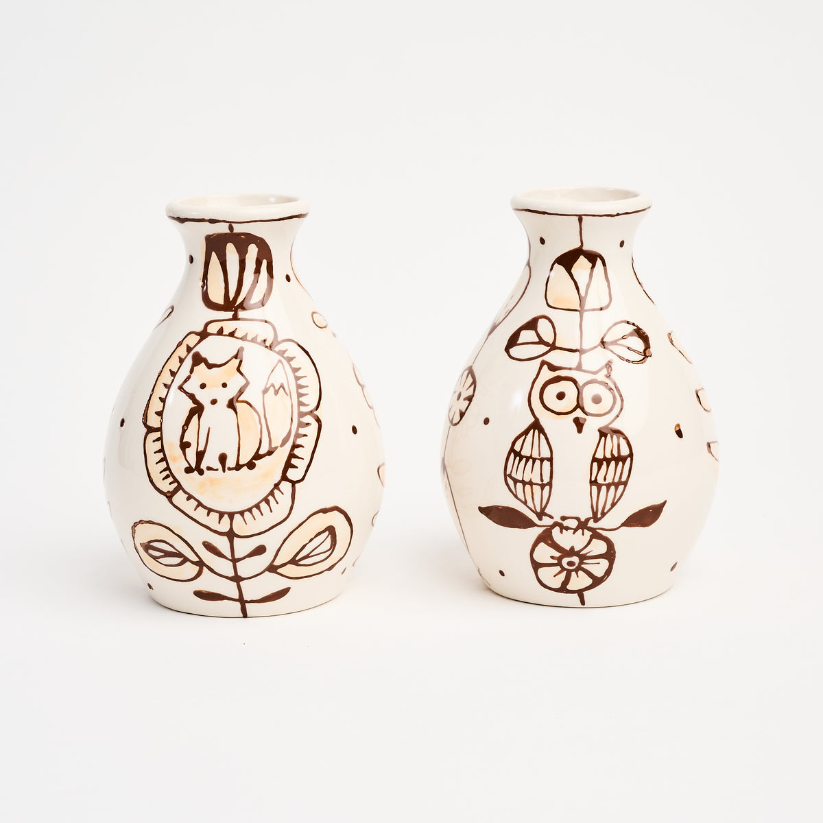 Stephanie Verdun Pear Vase in Orange & Brown on a white background at Addison West