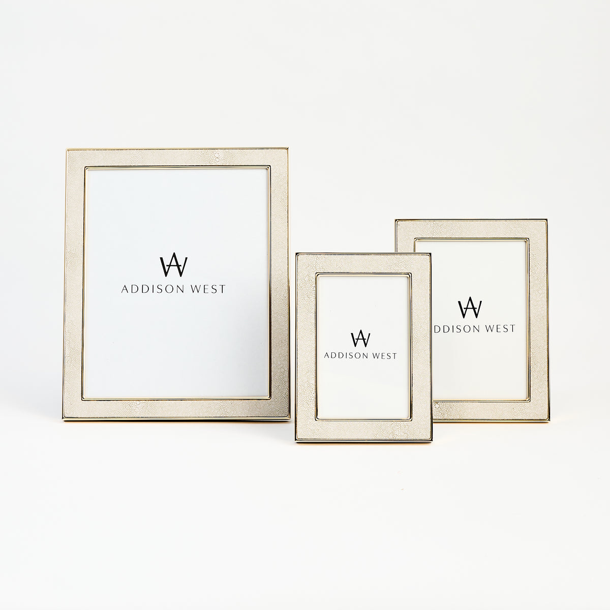 Cream Shagreen Photo Frame on a white background at Addison West