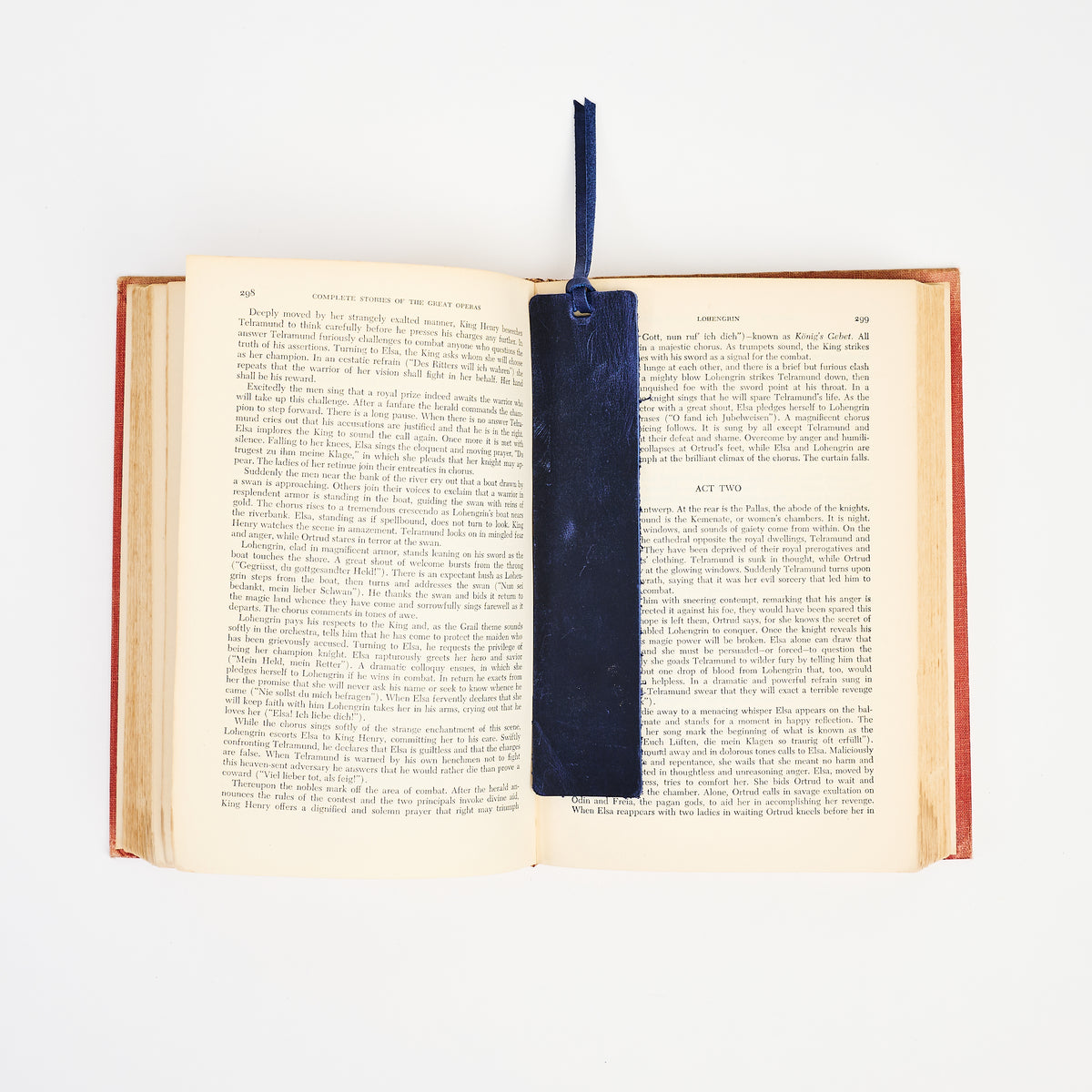 Genuine Leather Bookmark in Blue on a white background at Addison West