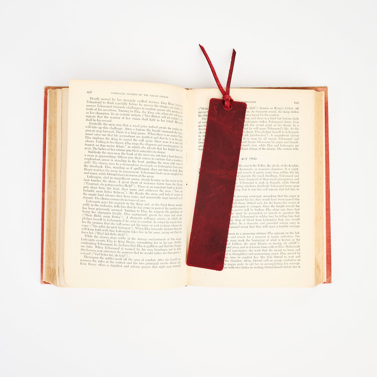 Genuine Leather Bookmark in Red on a white background at Addison West