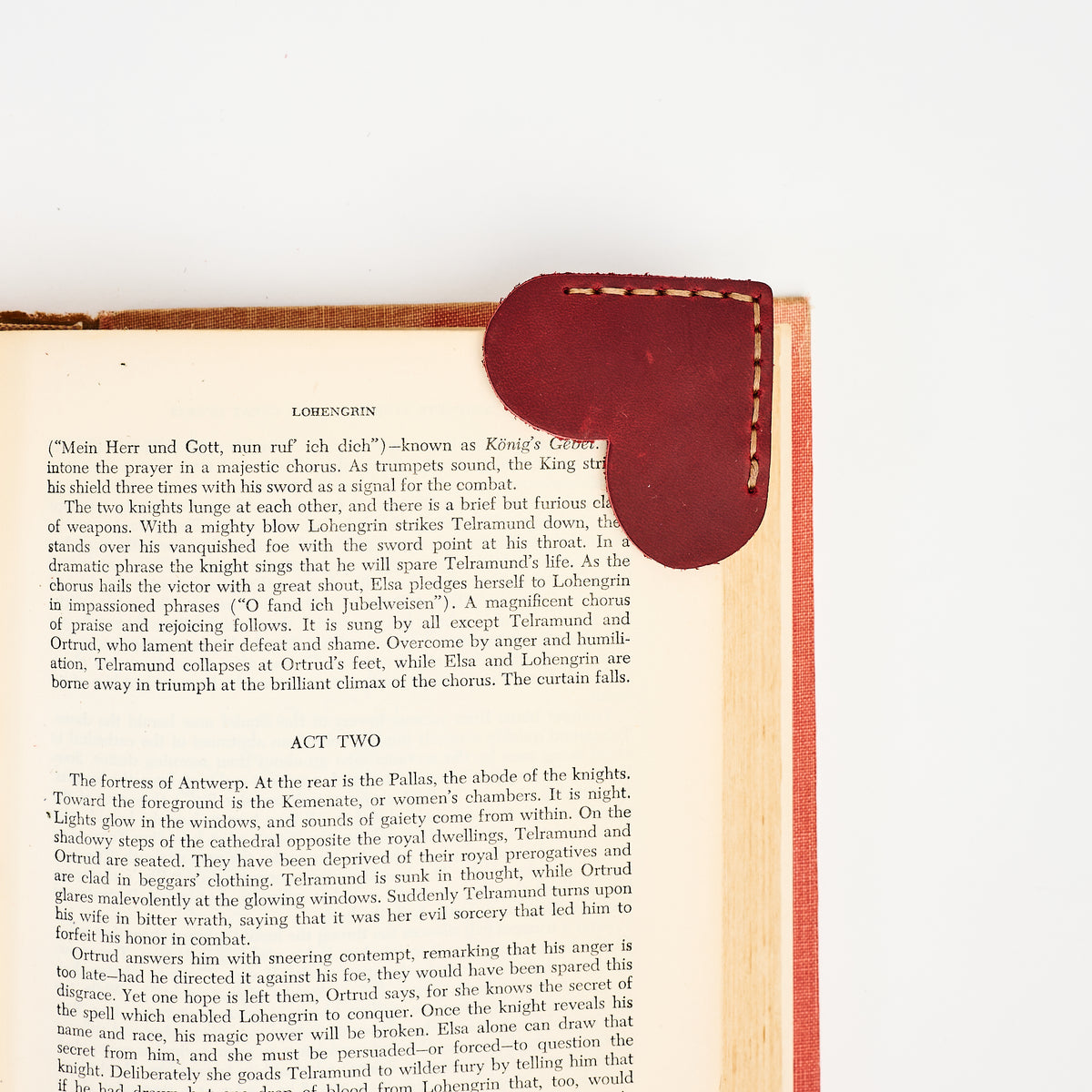 Leather Heart Bookmark in Red on a white background at Addison West