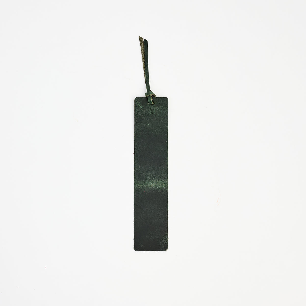 Genuine Leather Bookmark in Green on a white background at Addison West