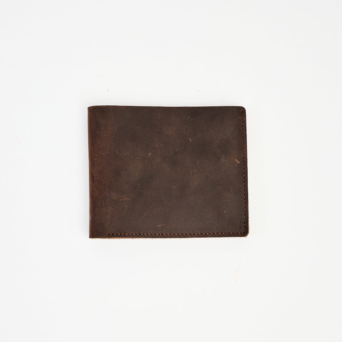 Leather Wallet Bifold Wallet in Dark Brown on a white background at Addison West