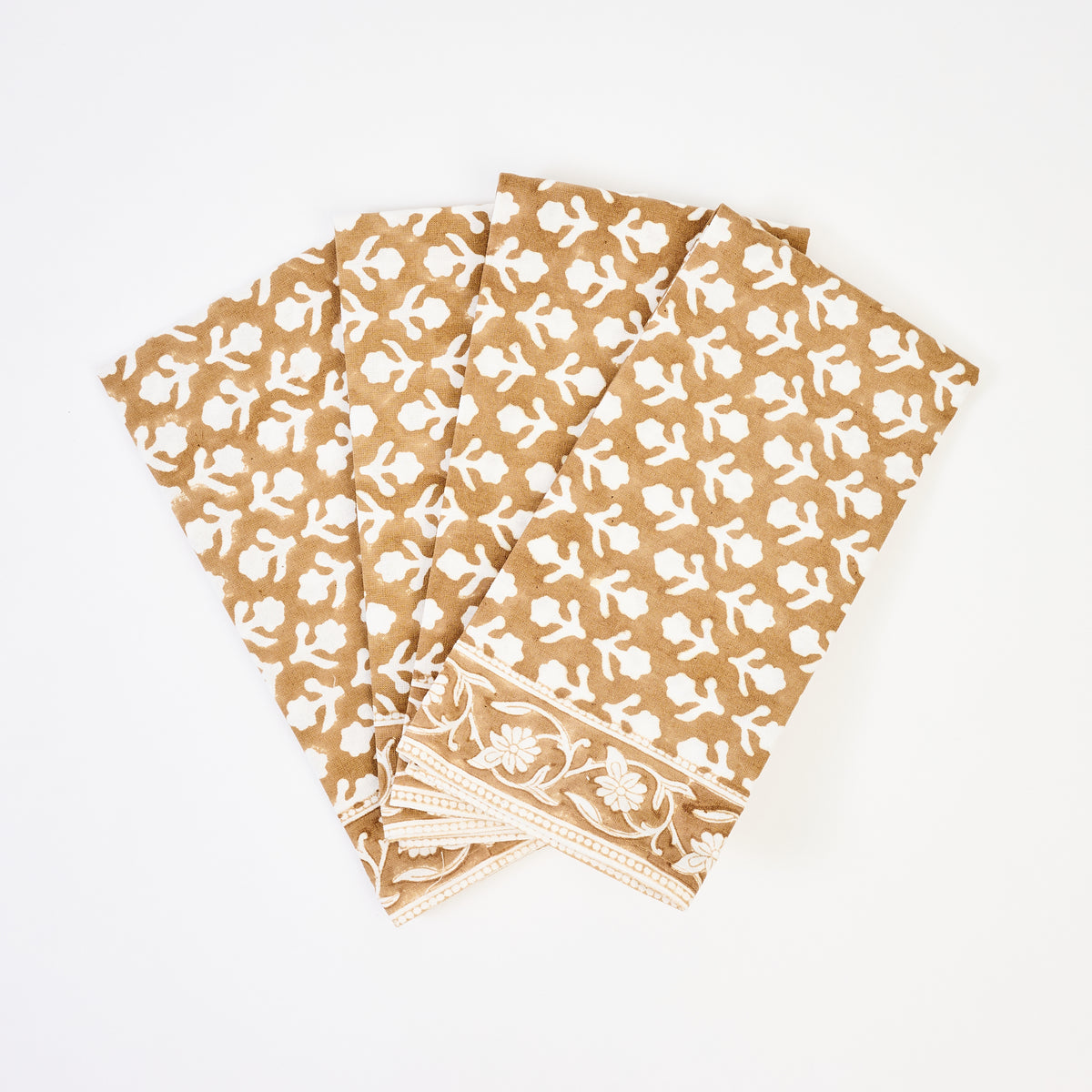 Charlotte Caramel Napkins, Set of 4 on a white background at Addison West