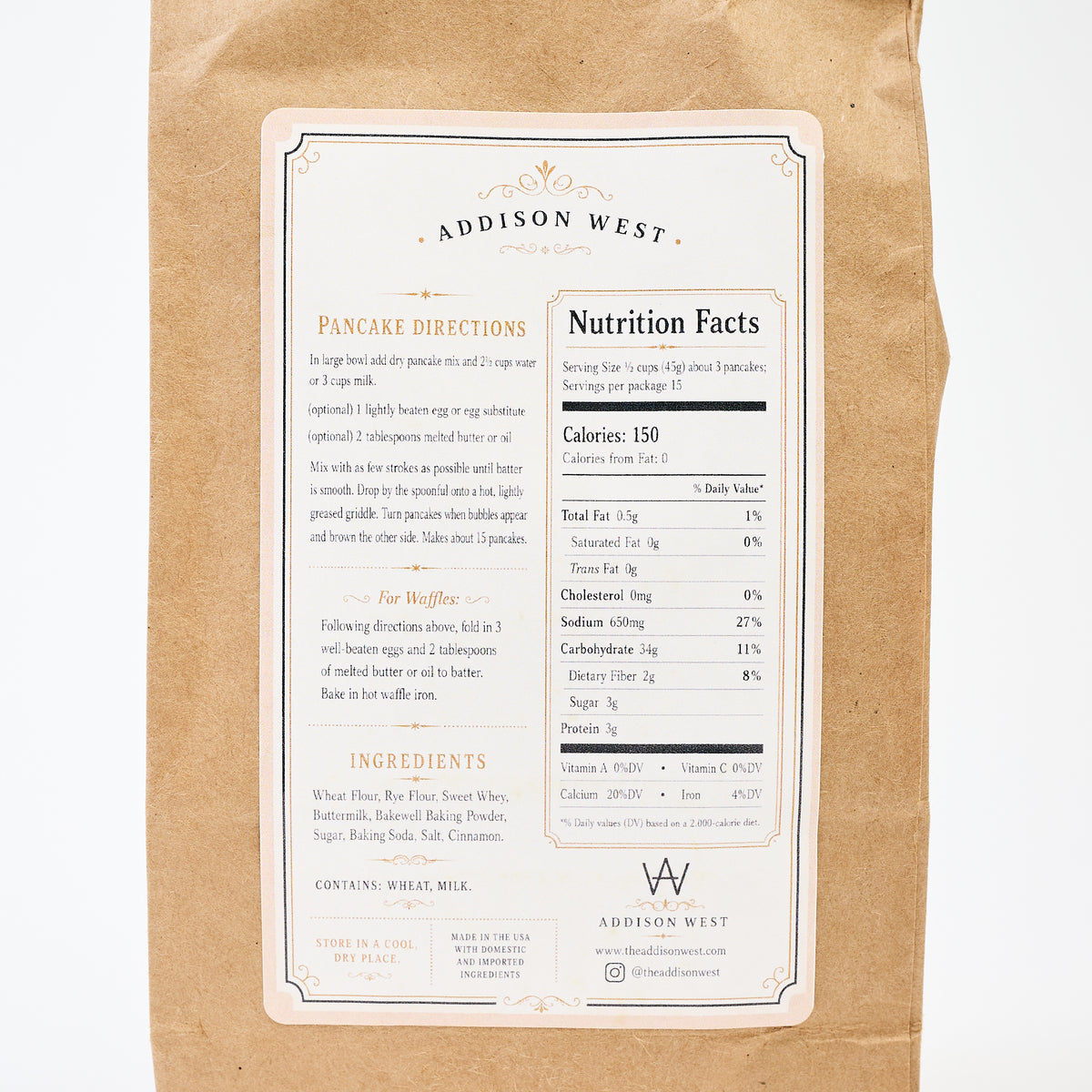 Vermont Buttermilk Pancake Mix on a white background at Addison West