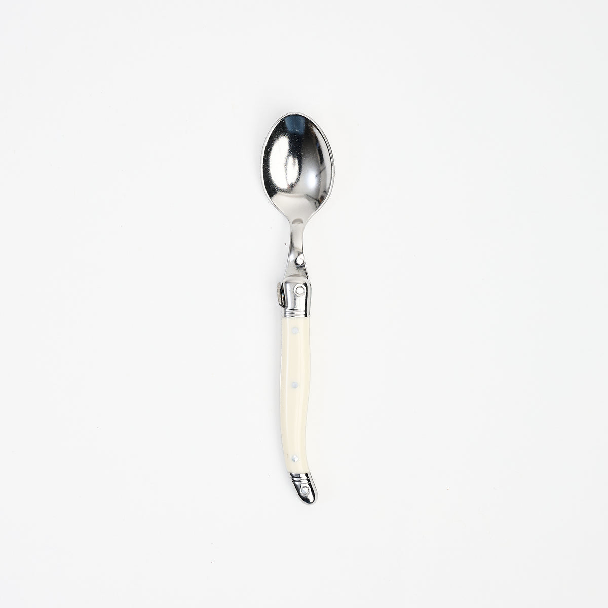 Laguiole Coffee Spoon in Ivory on a white background at Addison West