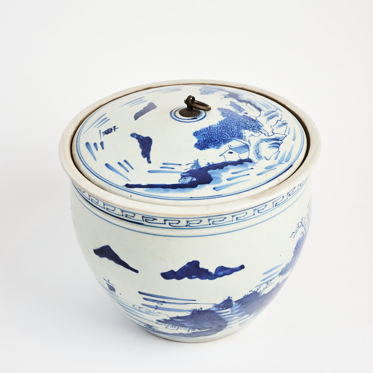 Blue & White Landscape Ginger Jar on a white background at Addison West