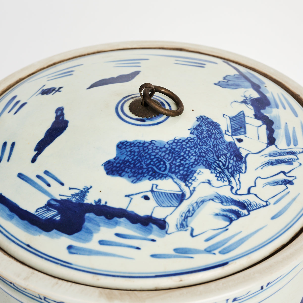 Blue & White Landscape Ginger Jar on a white background at Addison West