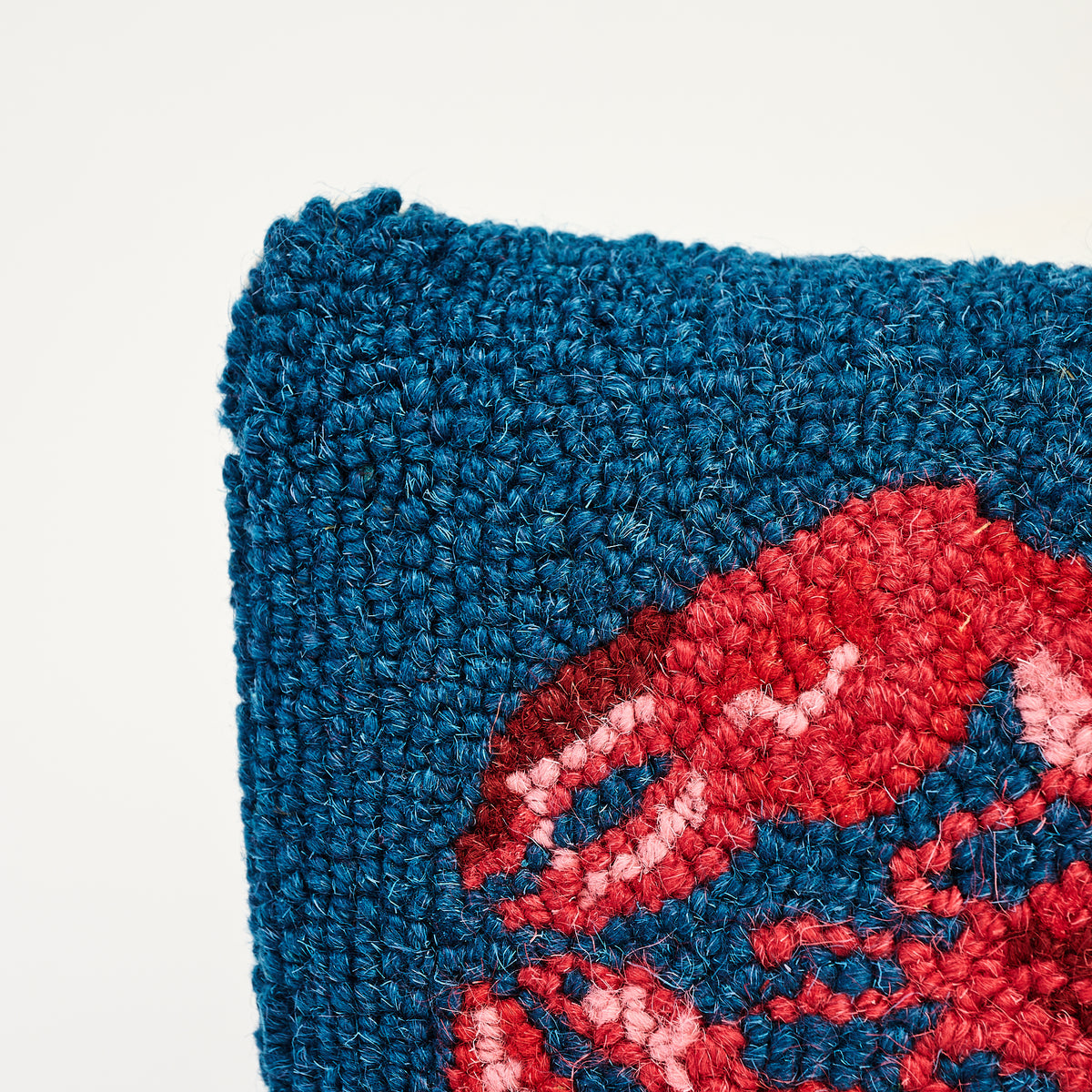 Lobster Hand Hooked Pillow on a white background at Addison West