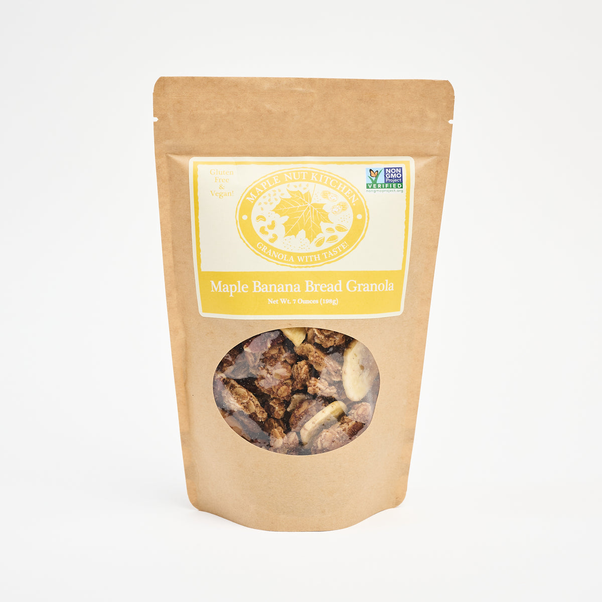 Maple Nut Kitchen Maple Banana Bread Granola on a white background at Addison West