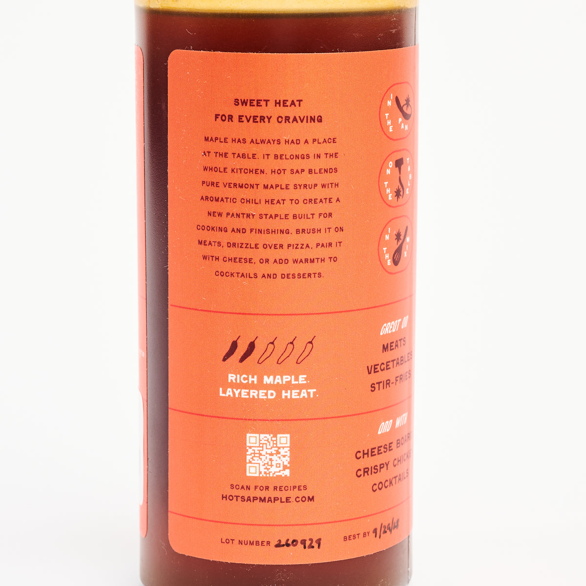 Hot Sap Spicy Maple Syrup on a white background at Addison West