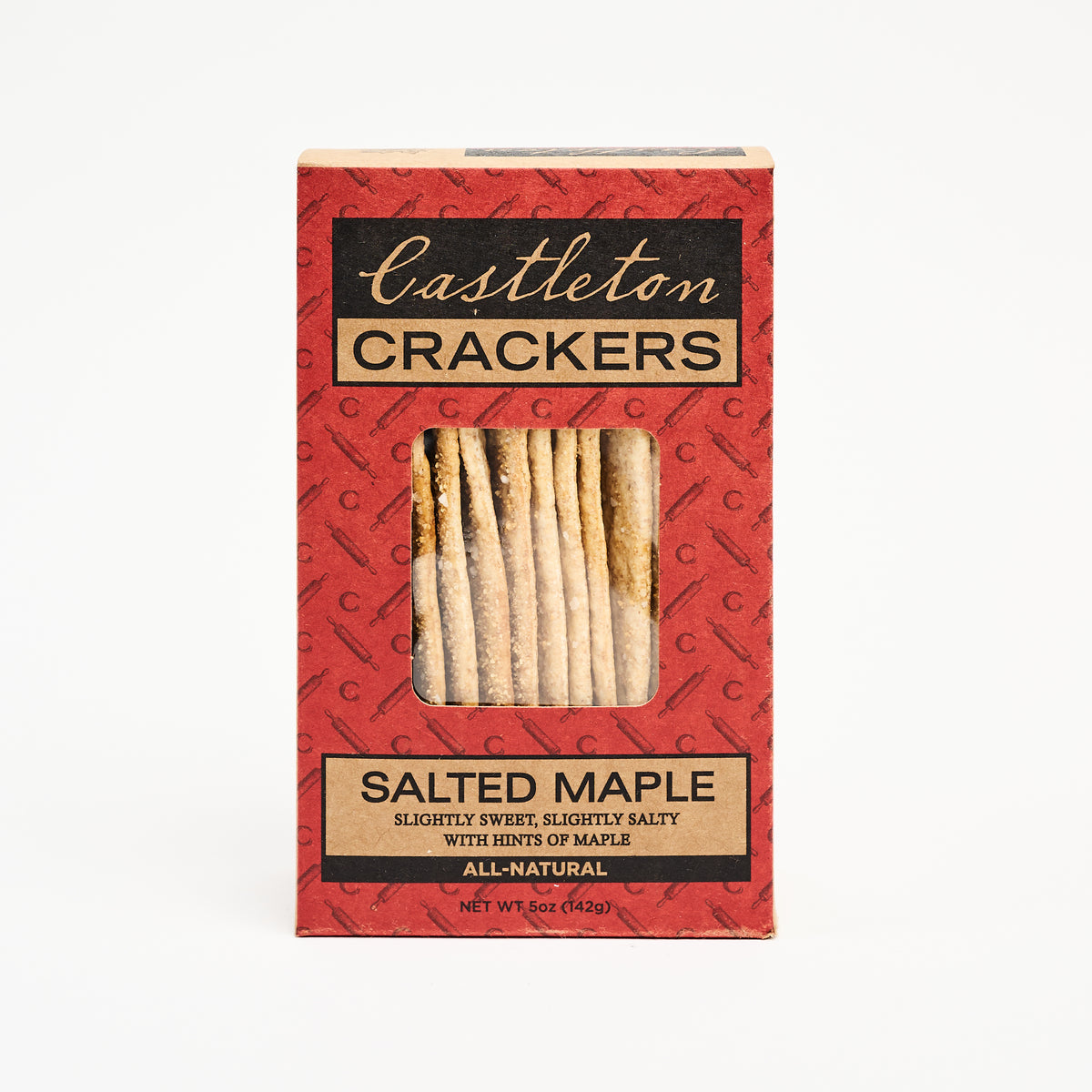 Castleton Crackers Salted Maple Crackers on a white background at Addison West