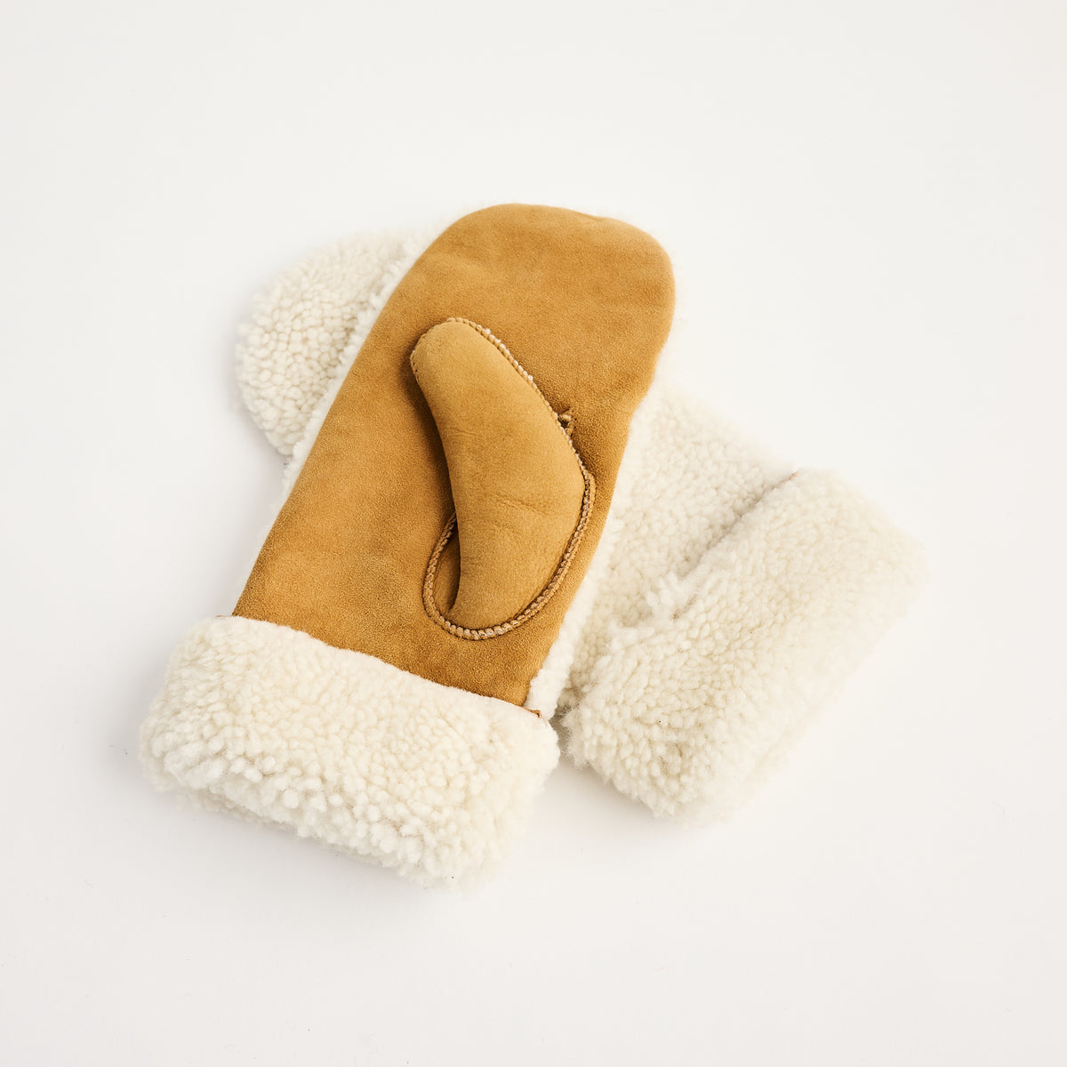 Iris Mittens in Tan and Ivory on a white background at Addison West