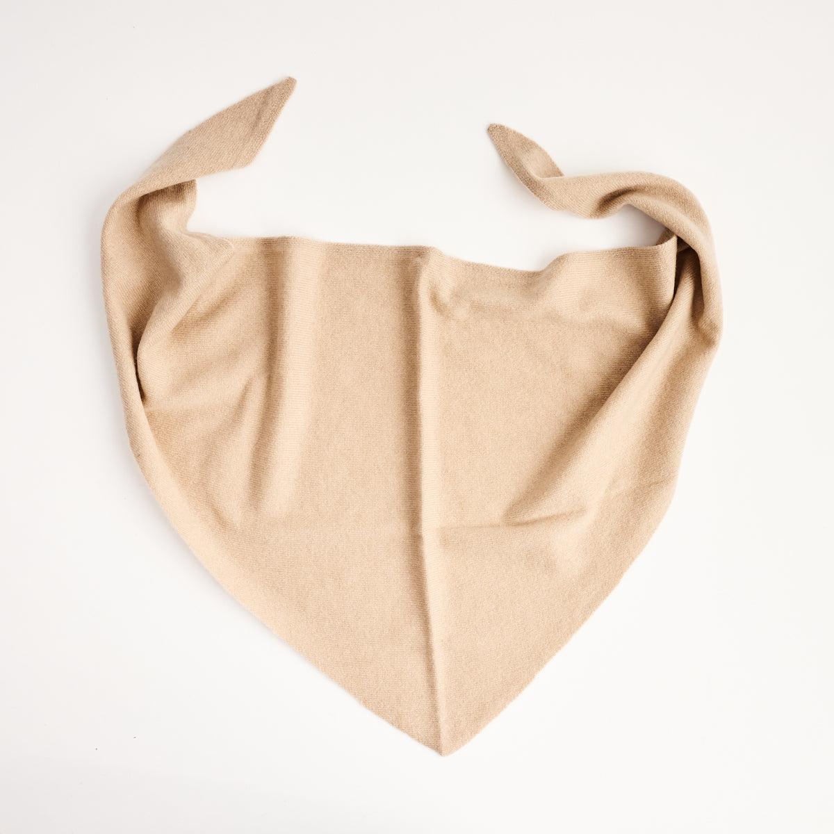 Cashmere Neckerchief in Muted Camel on a white background at Addison West
