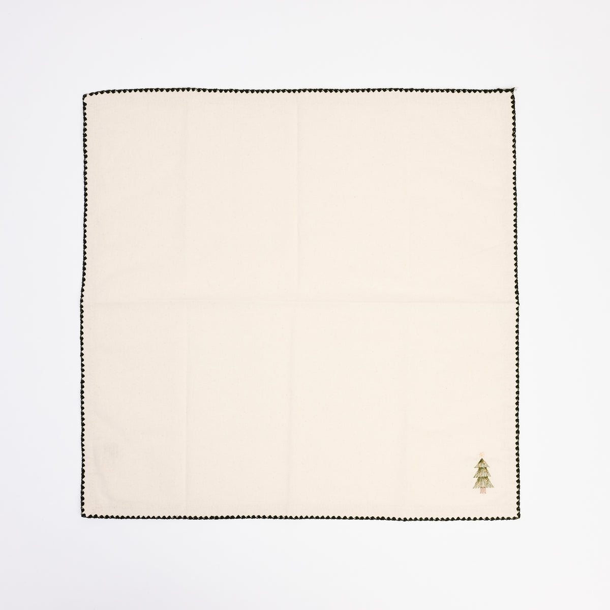 Festive Tree Embroidered Napkins, Set of 4 in a white background at Addison West