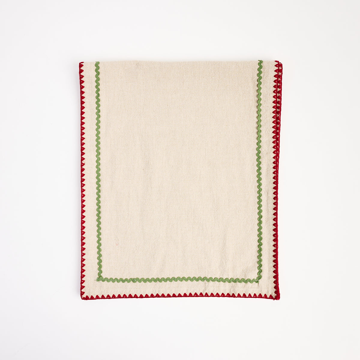 Holiday Ric Rac Trim Table Runner on a white background at Addison West