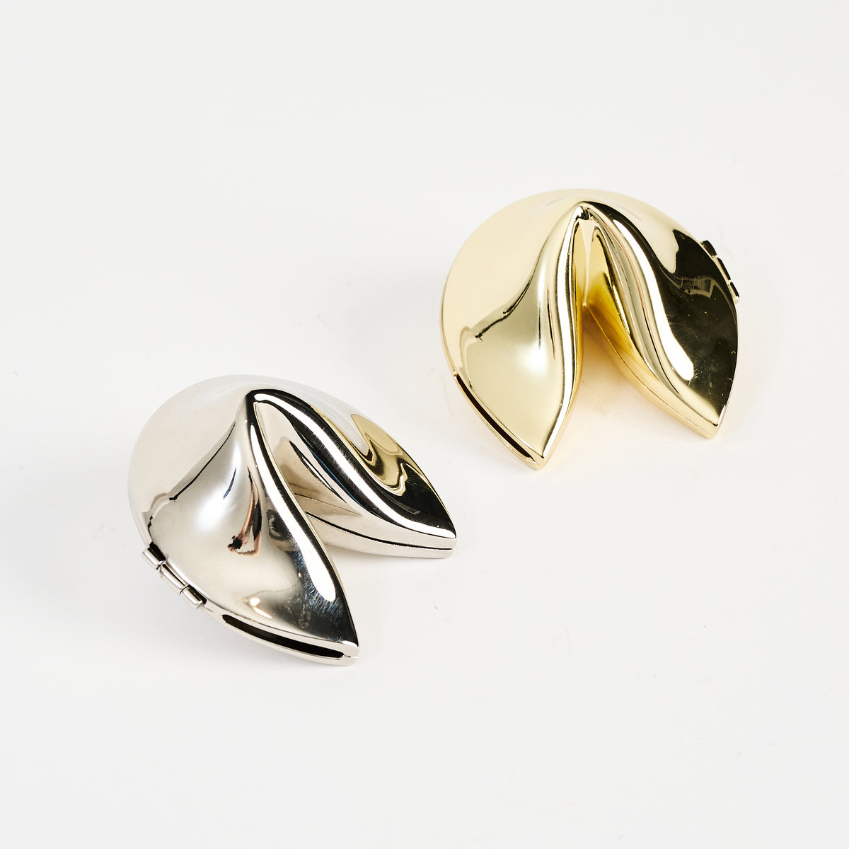Silver and gold Fortune Cookie Keepsake Box on a white background at Addison West