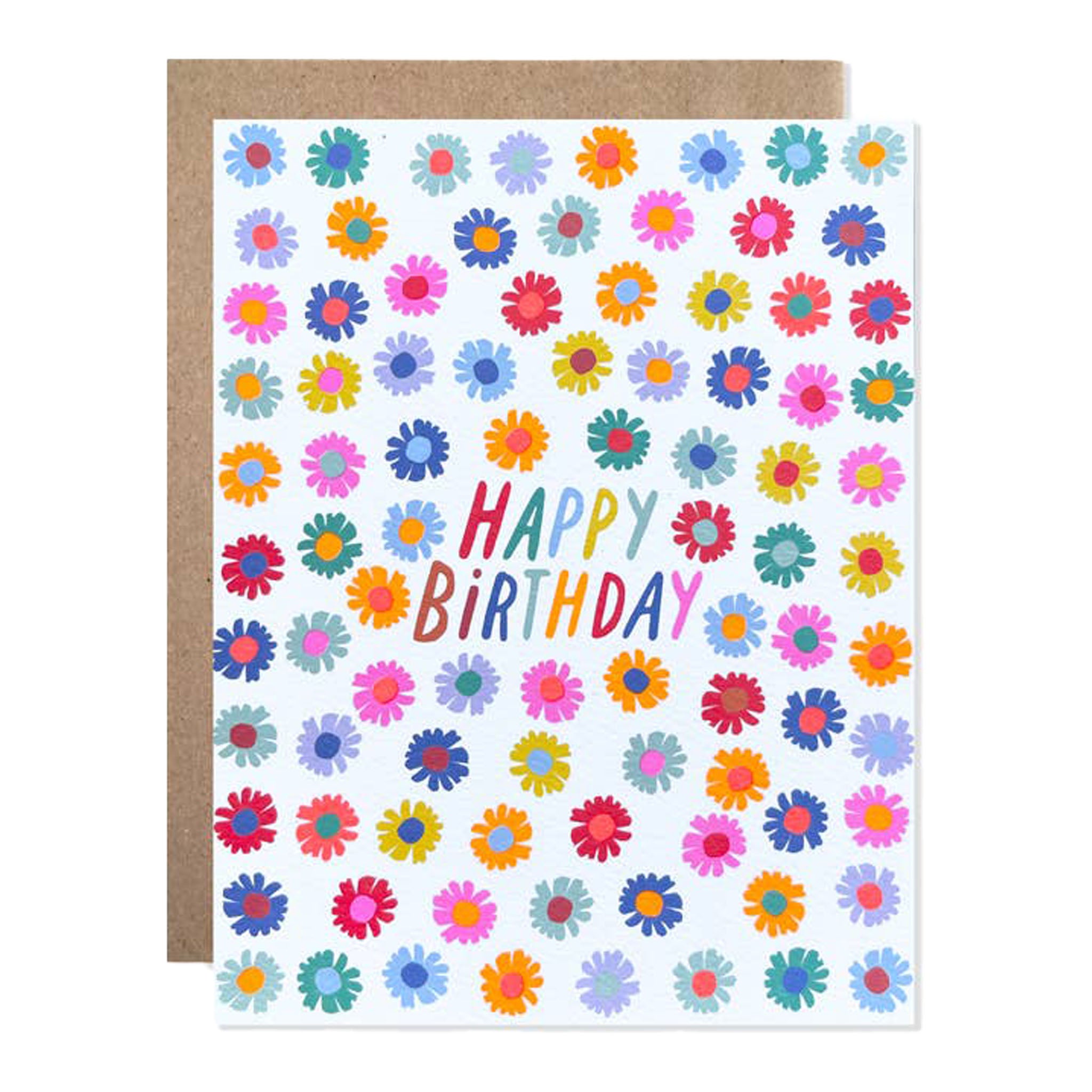 Daisies Happy Birthday Card on a white background