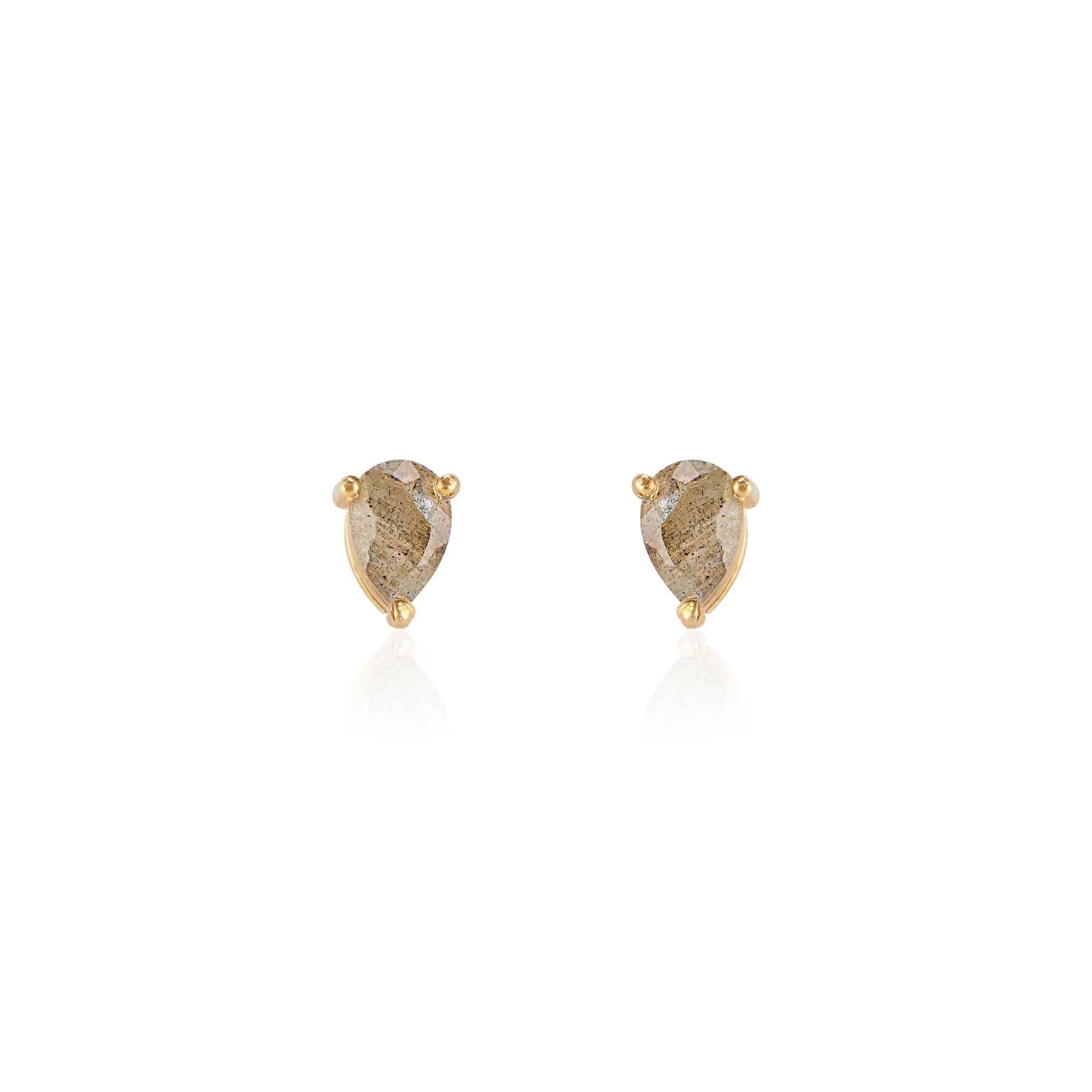 Elli Parr Deco Mini Studs in Labradorite on a white background at Addison West