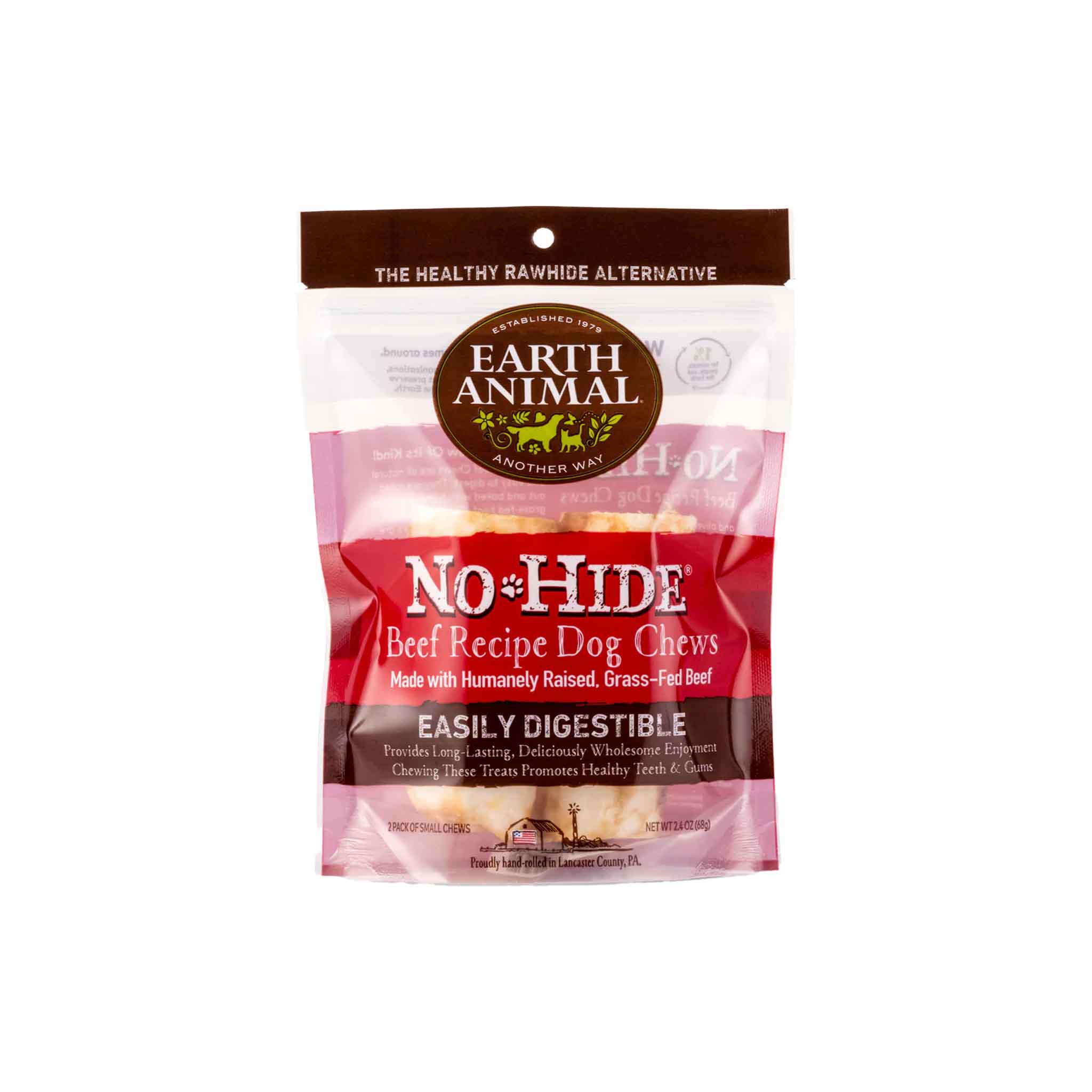 Earth Animal Dog No-Hide Beef - Small 2 Pack on a white background