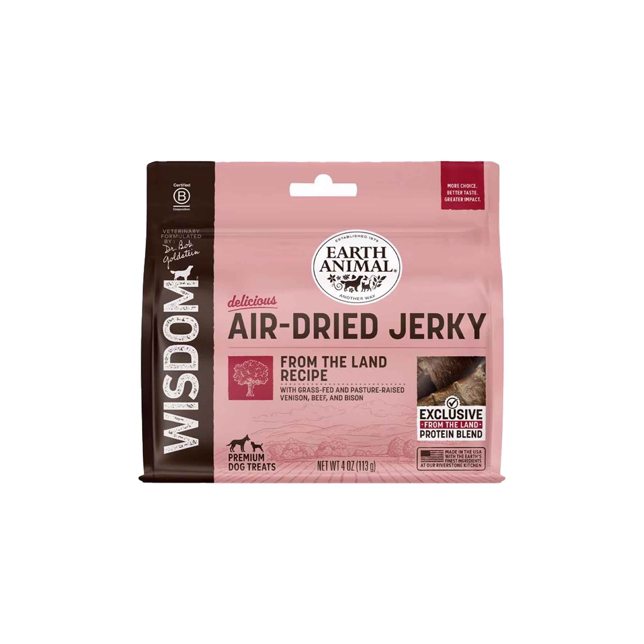 Earth Animal Air-Dried Jerky package on a white background