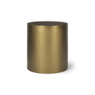 Eclipse Gold Metal Drum Base with Dark Brown Wood Top End/Side Table on white background