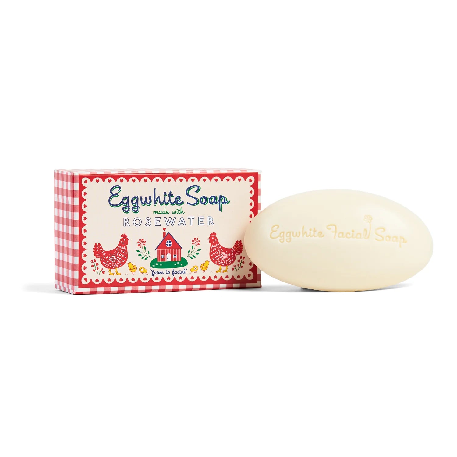 Eggwhite Soap with a decorative label on a white background