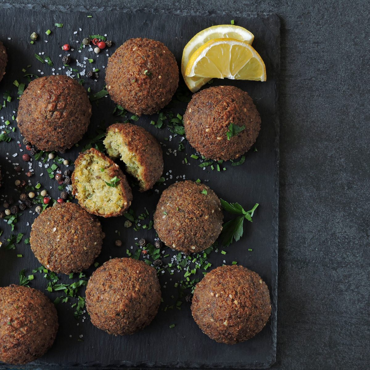 Falafel on a grey background