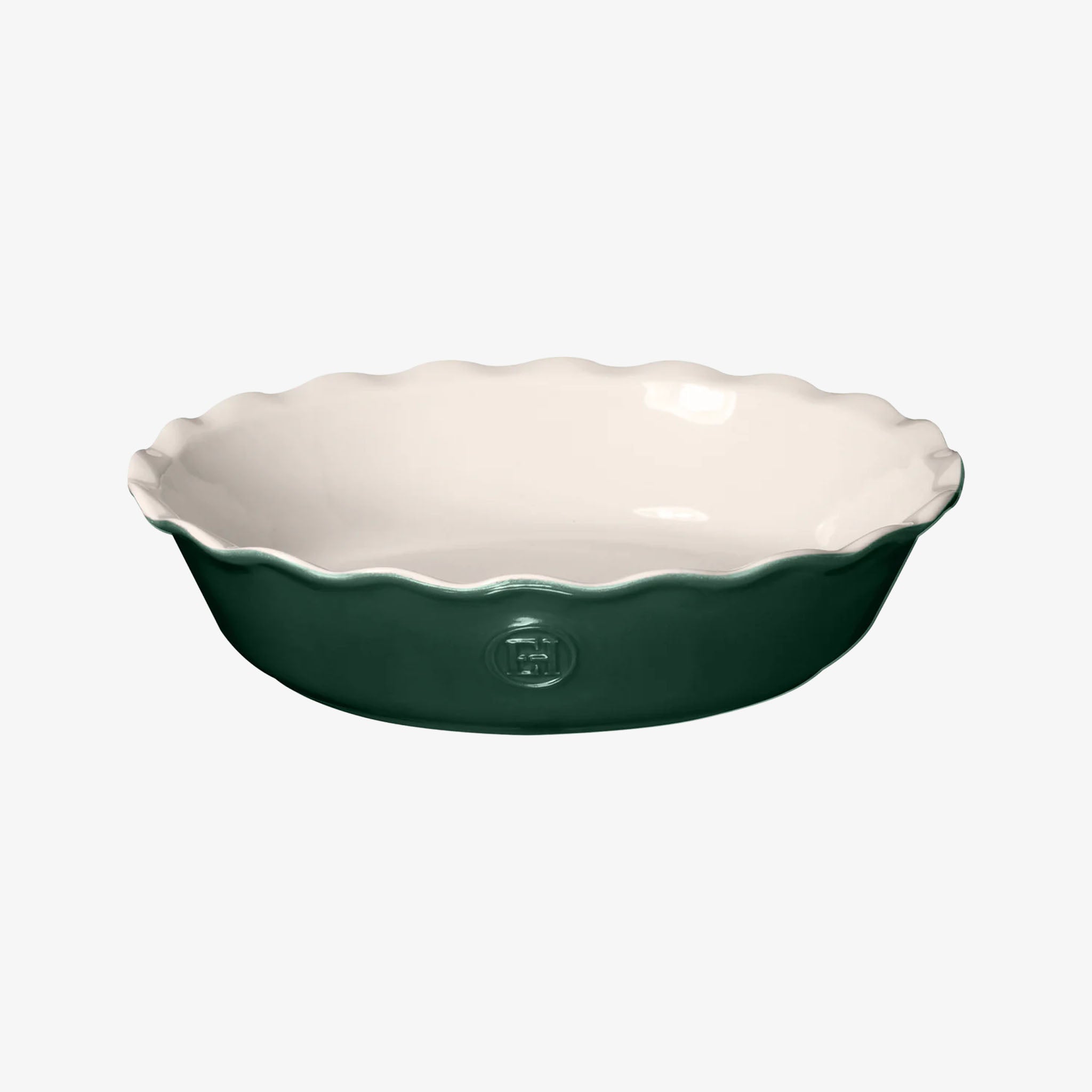 Emile Henry 9" Pie Dish in Evergreen on a white background